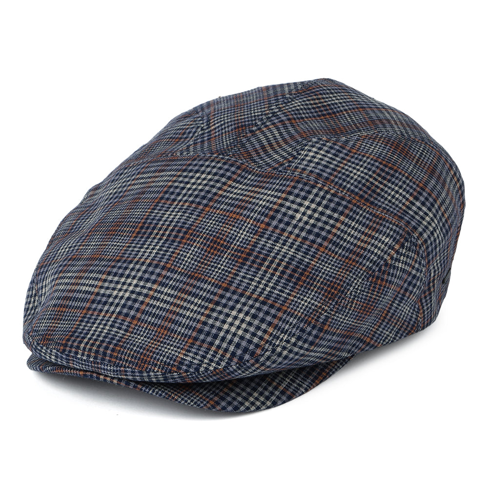 Gorra plana de lino a cuadros de Bailey - Azul- Rojo Ladrillo
