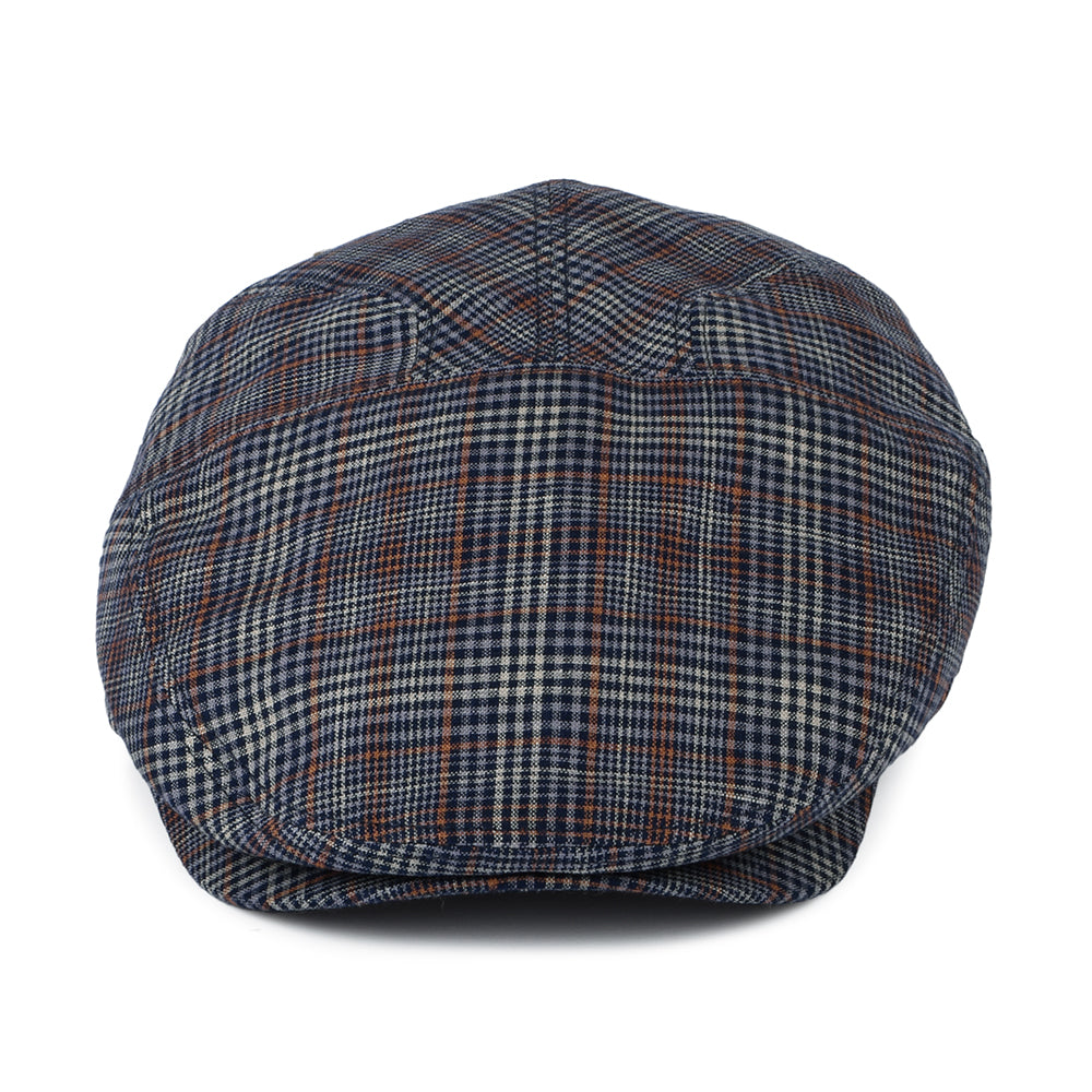 Gorra plana de lino a cuadros de Bailey - Azul- Rojo Ladrillo