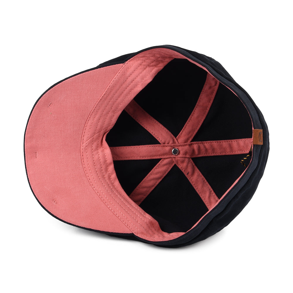Gorra Newsboy Hudson de algodón de Failsworth - Azul Marino-Salmón