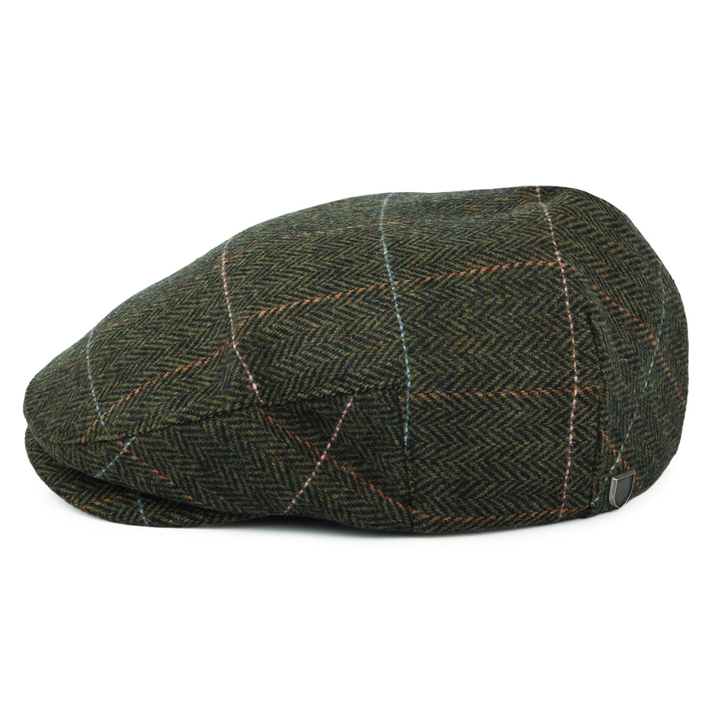 Gorra plana Hooligan espiga a cuadros de Brixton - Bronce-Negro
