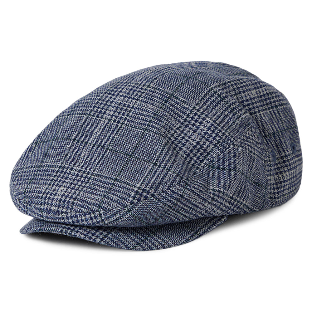 Gorra plana Hooligan ligero pata de gallo de Brixton - Azul-Blanco Roto