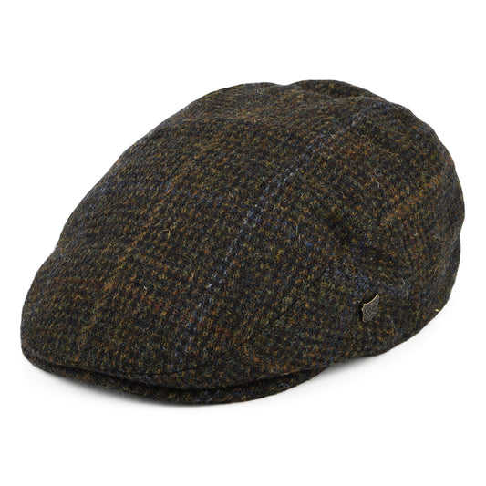 Gorra plana Stornoway de HARRIS TWEED a cuadros de Failsworth - Verde-Multi