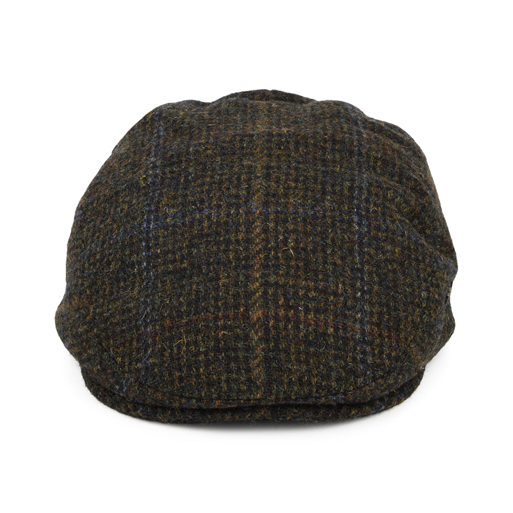 Gorra plana Stornoway de HARRIS TWEED a cuadros de Failsworth - Verde-Multi