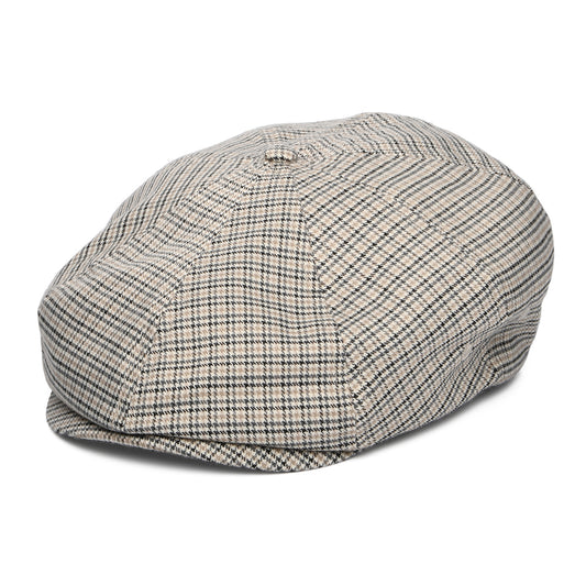 Gorra Newsboy redonda Brood ligera con patrón de pata de gallo de Brixton - Blanco Roto-Negro-Gris