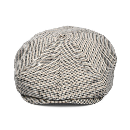 Gorra Newsboy redonda Brood ligera con patrón de pata de gallo de Brixton - Blanco Roto-Negro-Gris