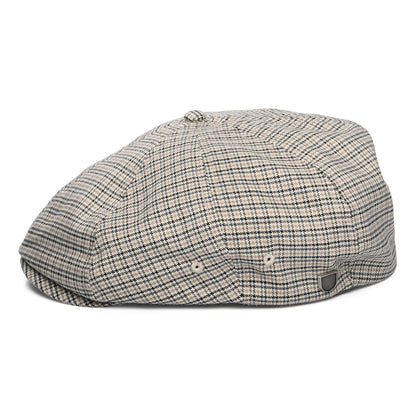 Gorra Newsboy redonda Brood ligera con patrón de pata de gallo de Brixton - Blanco Roto-Negro-Gris