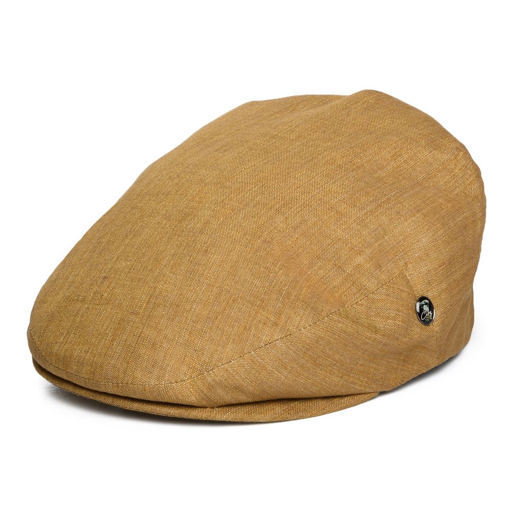 Gorra plana ligero de lino de City Sport - Mostaza Oscuro