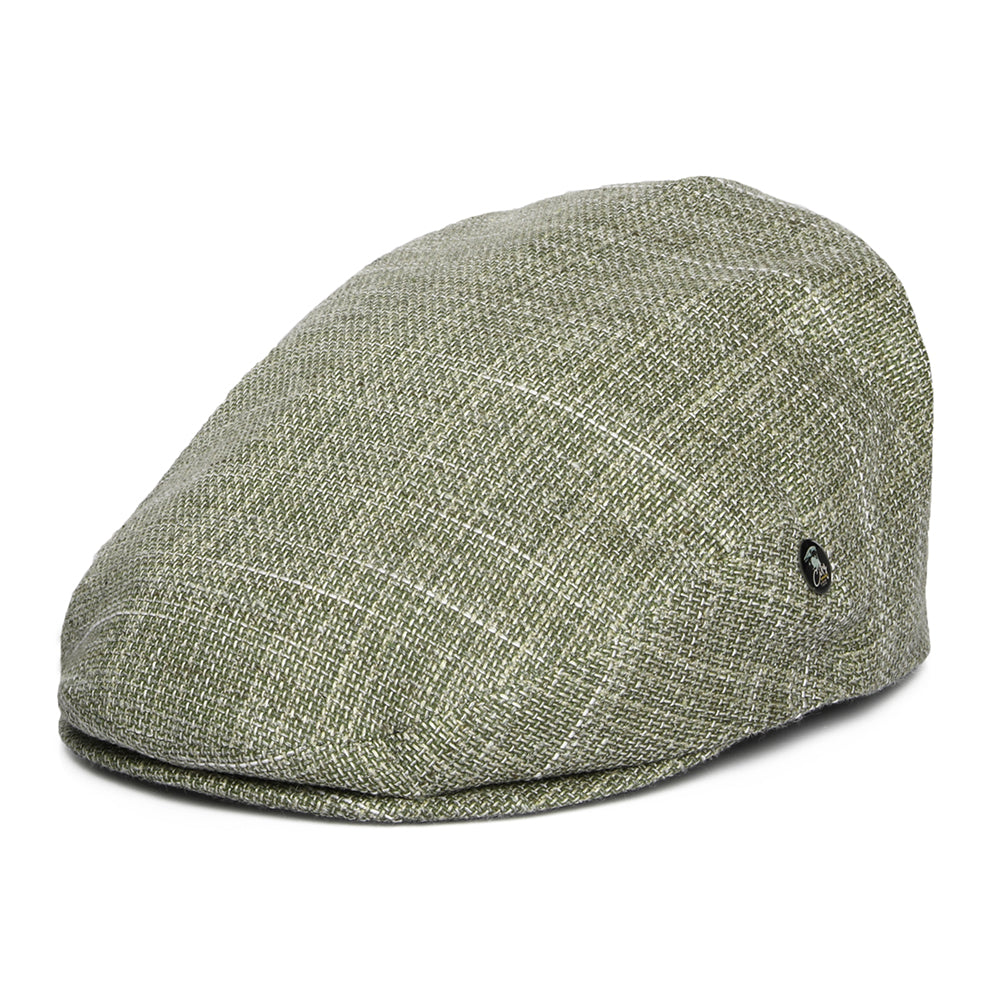 Gorra plana texturado de lino-algodón de City Sport - oliva-Natural