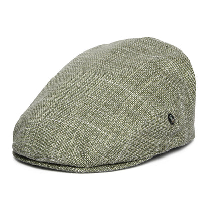 Gorra plana texturado de lino-algodón de City Sport - oliva-Natural