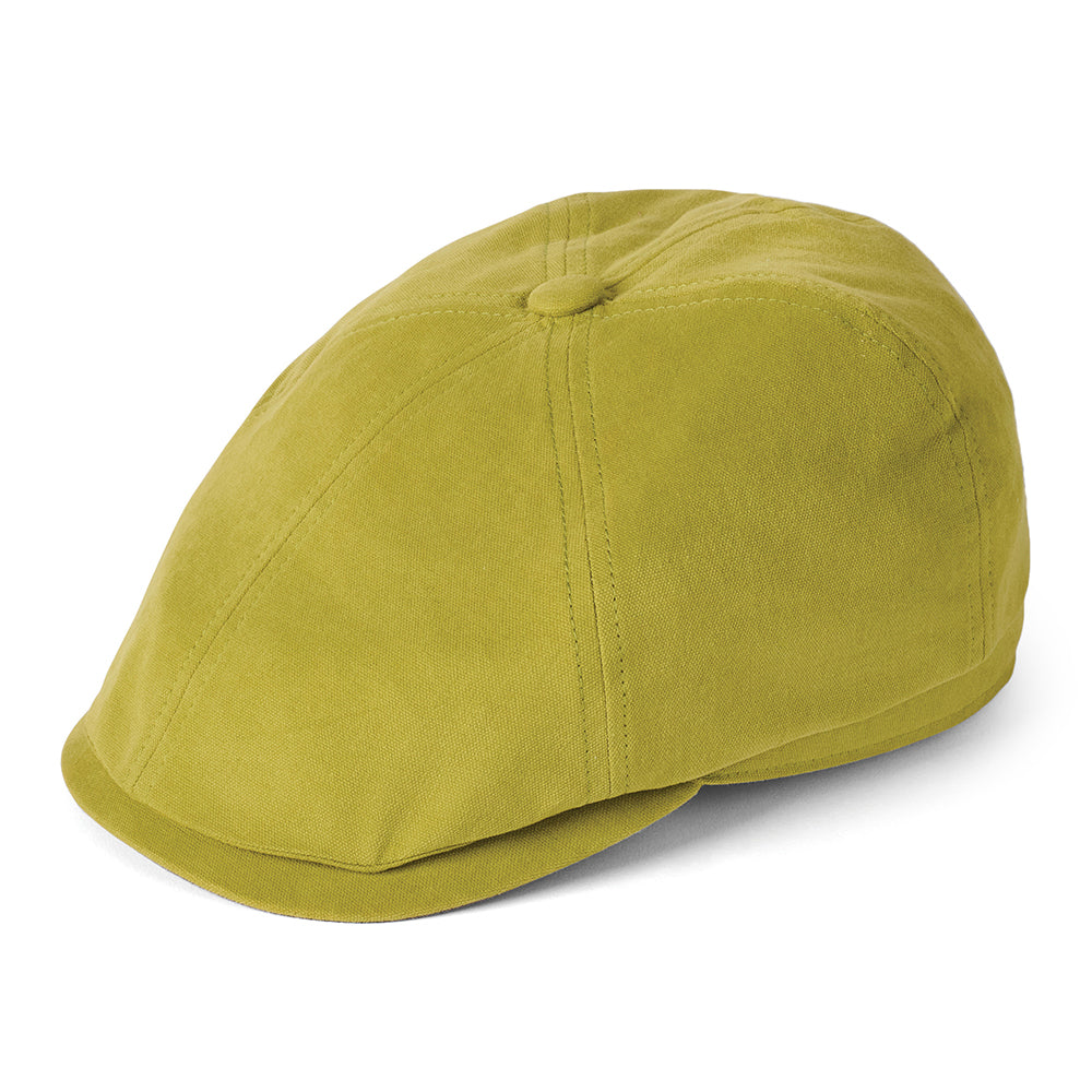 Gorra Newsboy Hudson de algodón de Failsworth - Verde Manzana-Antracita
