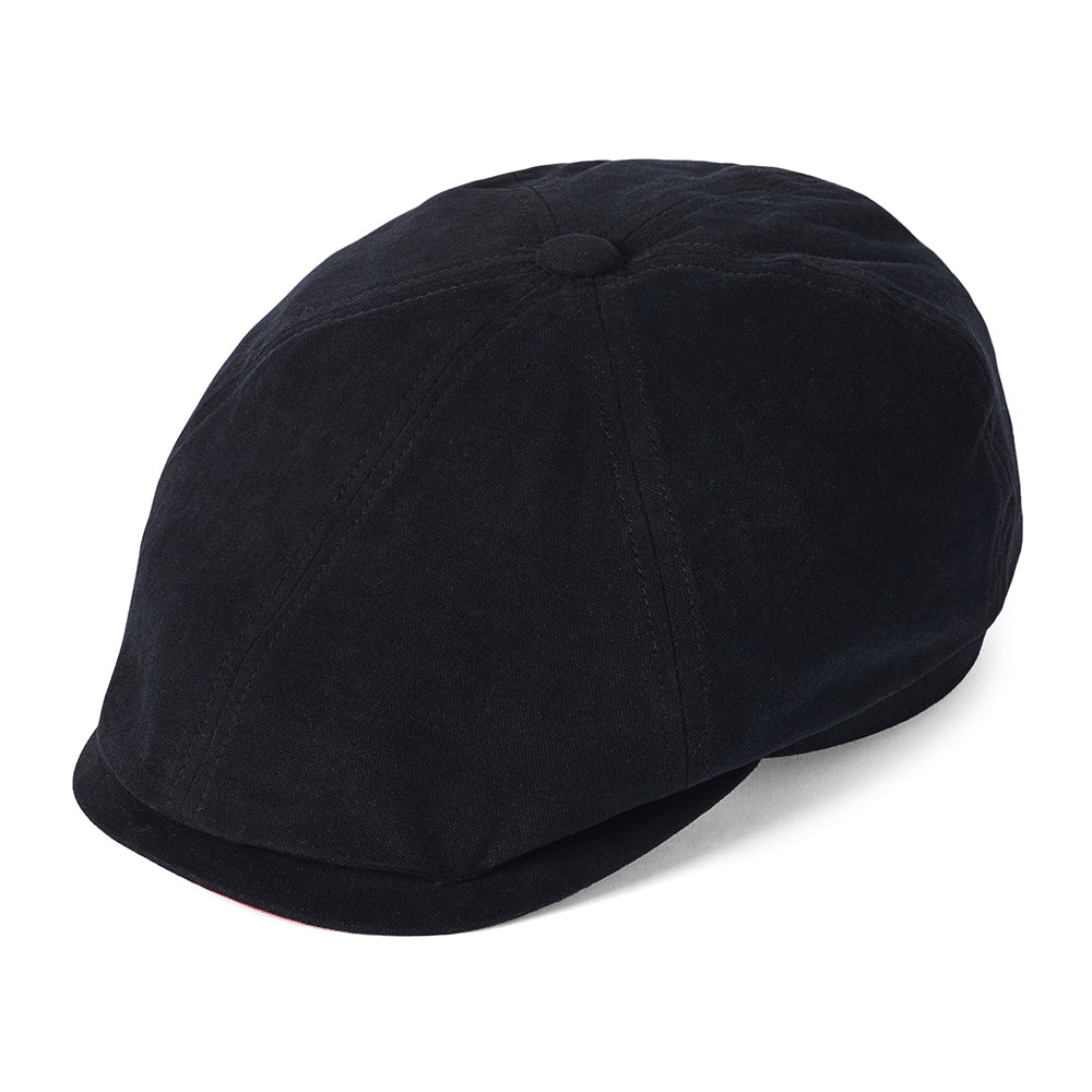 Gorra Newsboy Hudson de algodón de Failsworth - Negro-Salmón