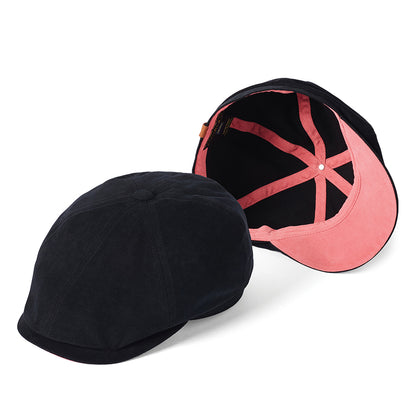 Gorra Newsboy Hudson de algodón de Failsworth - Negro-Salmón