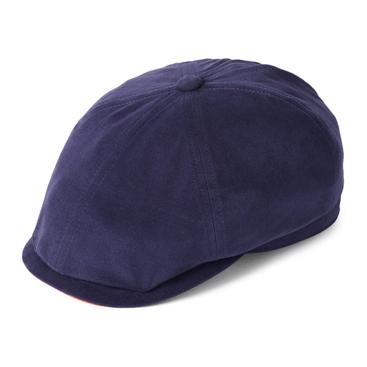 Gorra Newsboy Hudson de algodón de Failsworth - Azul Marino-Ocre