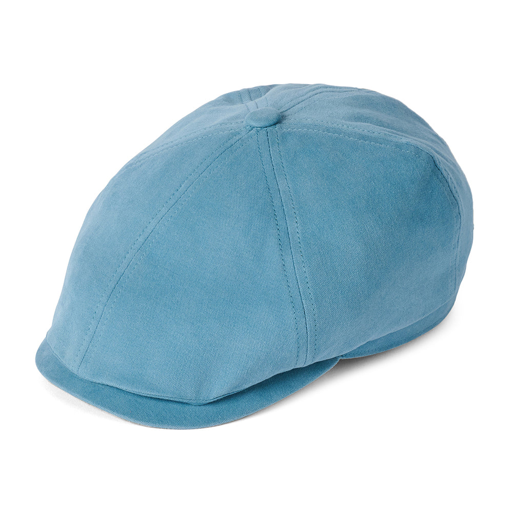Gorra Newsboy Hudson de algodón de Failsworth - Azul Cielo-Salvia