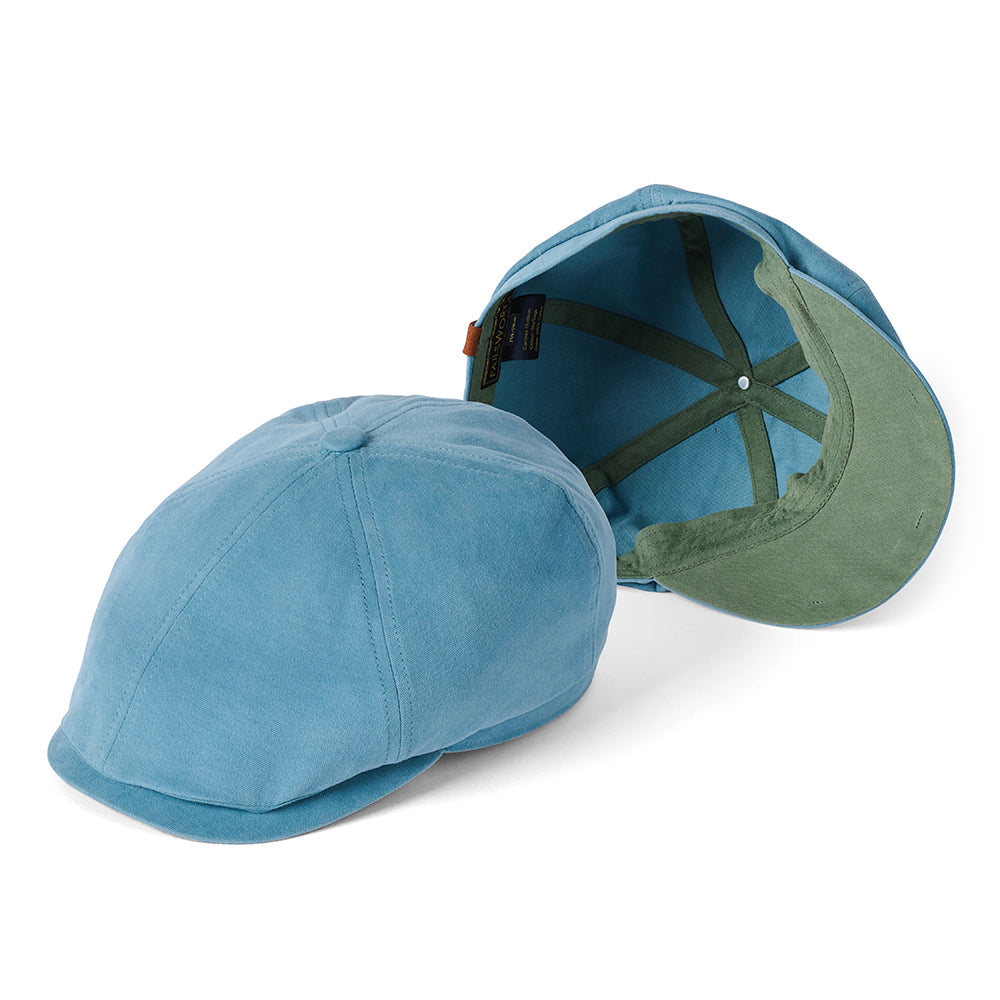Gorra Newsboy Hudson de algodón de Failsworth - Azul Cielo-Salvia