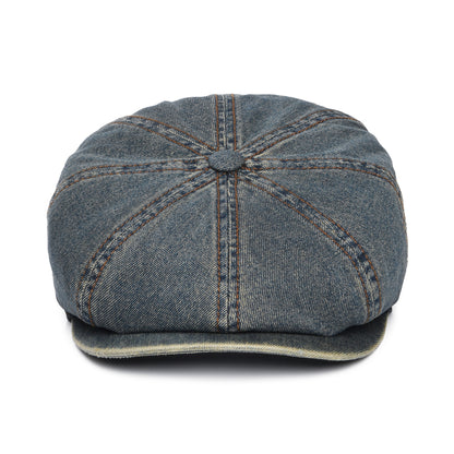 Gorra Newsboy redonda Hatteras de tejido vaquero de Stetson - Azul Lavado