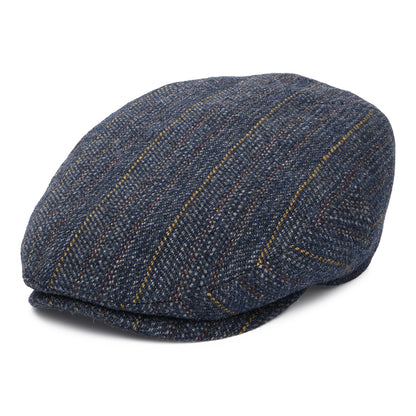 Gorra plana Kent de lana virgen con diseño de espiga a rayas de Stetson - Múltiples tonalidades azules