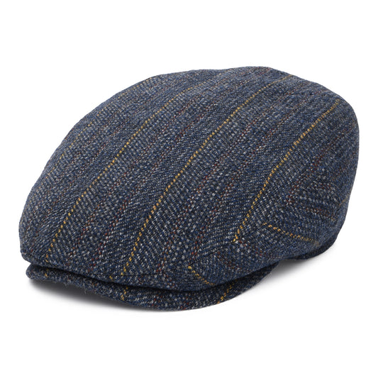 Gorra plana Kent de lana virgen con diseño de espiga a rayas de Stetson - Múltiples tonalidades azules