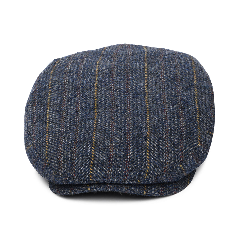 Gorra plana Kent de lana virgen con diseño de espiga a rayas de Stetson - Múltiples tonalidades azules
