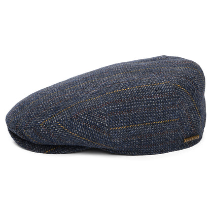 Gorra plana Kent de lana virgen con diseño de espiga a rayas de Stetson - Múltiples tonalidades azules