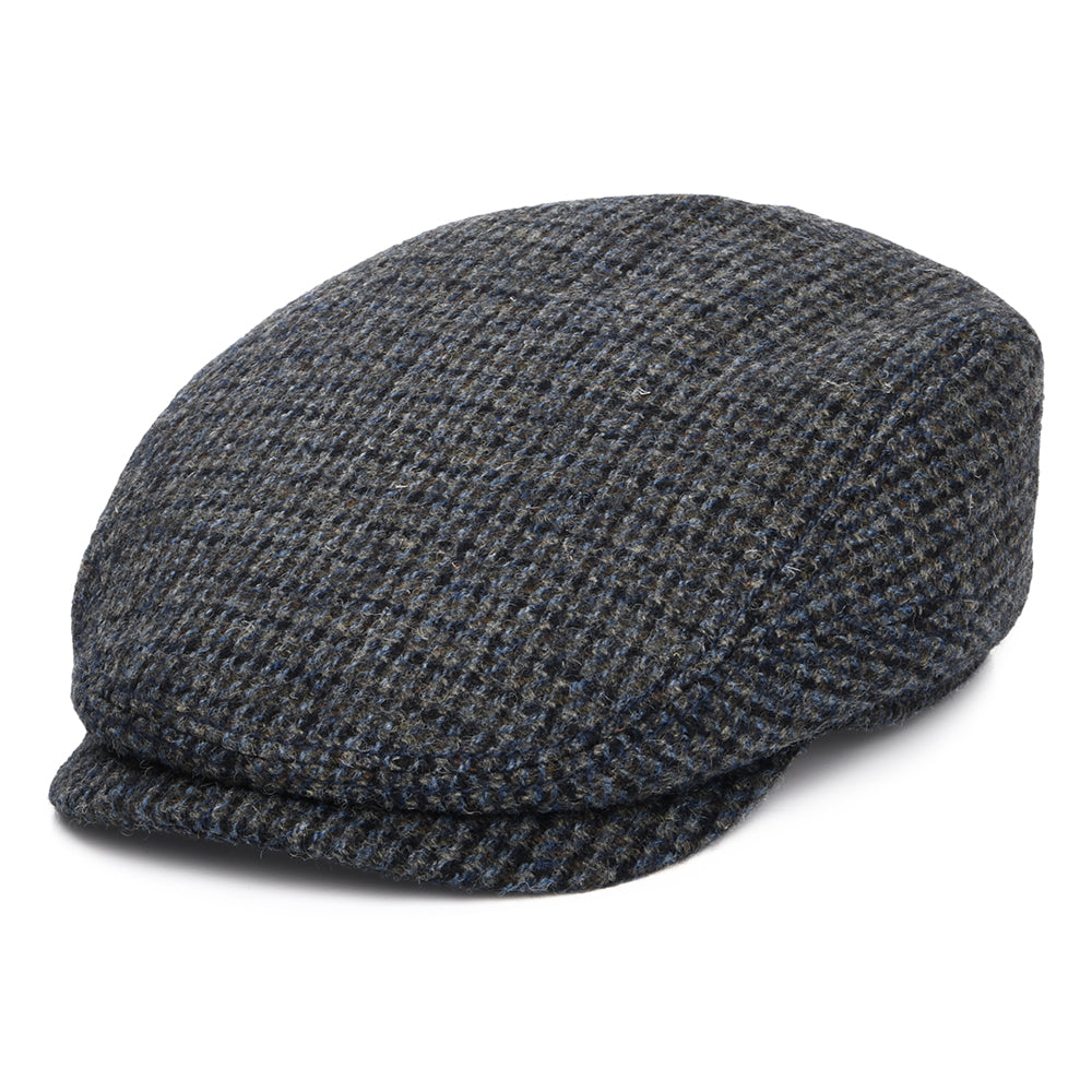 Gorra plana Brayton Driver de Harris Tweed de Stetson - Gris-Azul