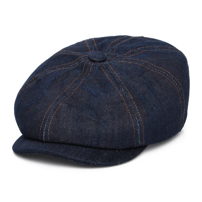 Gorra Newsboy redonda Hatteras sustentable de tejido vaquero de Stetson - Azul