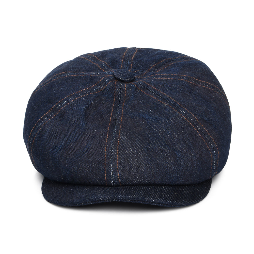 Gorra Newsboy redonda Hatteras sustentable de tejido vaquero de Stetson - Azul