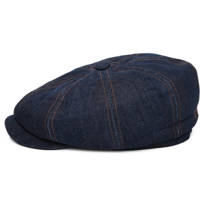 Gorra Newsboy redonda Hatteras sustentable de tejido vaquero de Stetson - Azul