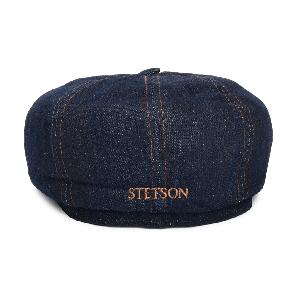 Gorra Newsboy redonda Hatteras sustentable de tejido vaquero de Stetson - Azul