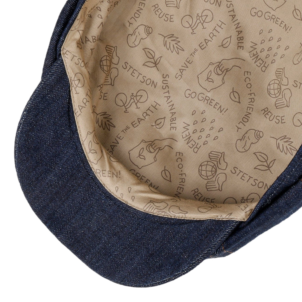 Gorra Newsboy redonda Hatteras sustentable de tejido vaquero de Stetson - Azul