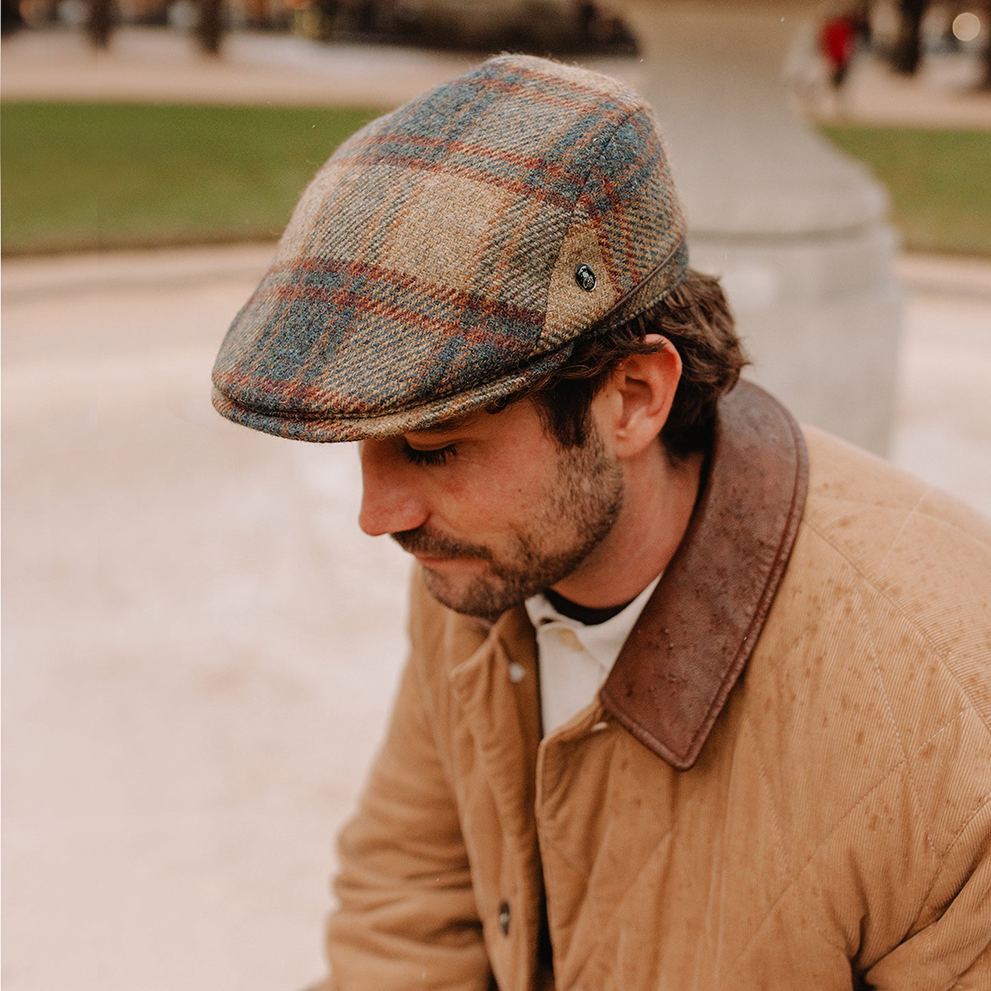 Gorra plana Le Charmeur de lana virgen británica de City Sport - Verde Oliva Claro-Multi