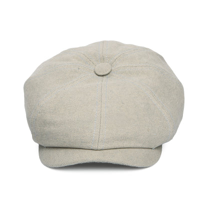 Gorra Newsboy redonda Hatteras sustentable de sarga de algodón de Stetson - Beige-Azul Claro
