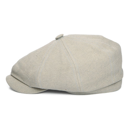 Gorra Newsboy redonda Hatteras sustentable de sarga de algodón de Stetson - Beige-Azul Claro