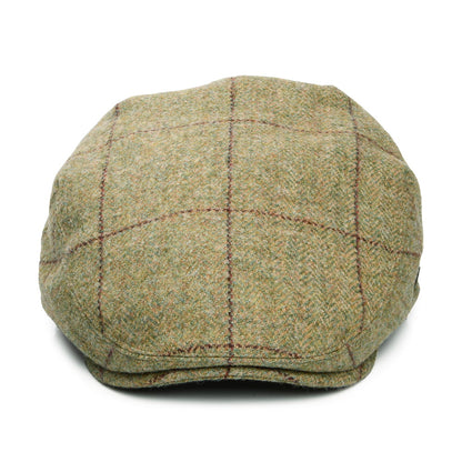 Gorra plana Newbury resistente al agua de lana británica a cuadros de Failsworth - Musgo Claro