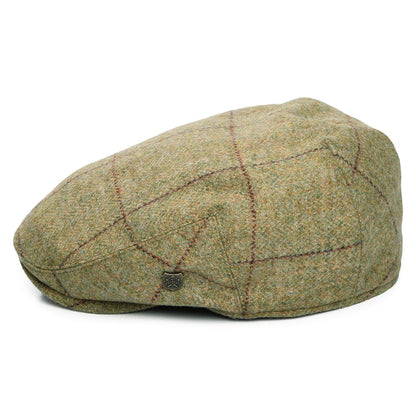 Gorra plana Newbury resistente al agua de lana británica a cuadros de Failsworth - Musgo Claro