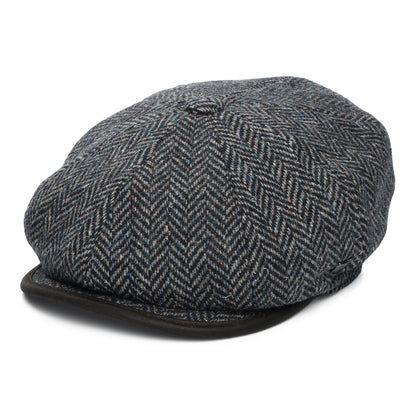Gorra Newsboy redonda Shelby de lana británica diseño de espiga de Failsworth - Azul Marino