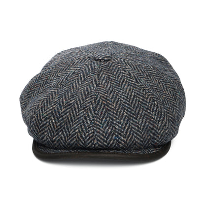 Gorra Newsboy redonda Shelby de lana británica diseño de espiga de Failsworth - Azul Marino