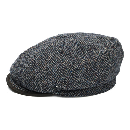 Gorra Newsboy redonda Shelby de lana británica diseño de espiga de Failsworth - Azul Marino