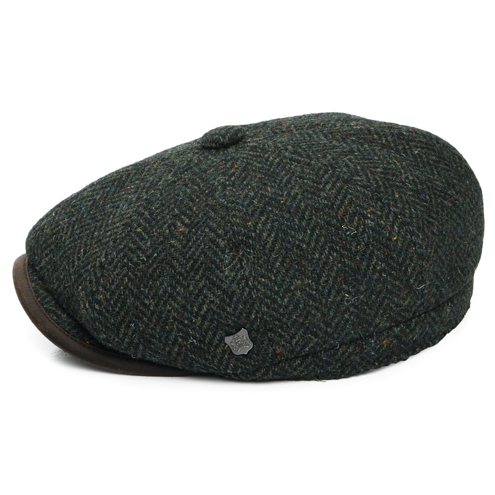 Gorra Newsboy redonda Shelby de lana británica diseño de espiga de Failsworth - Bosque