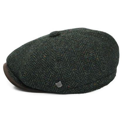 Gorra Newsboy redonda Shelby de lana británica diseño de espiga de Failsworth - Bosque
