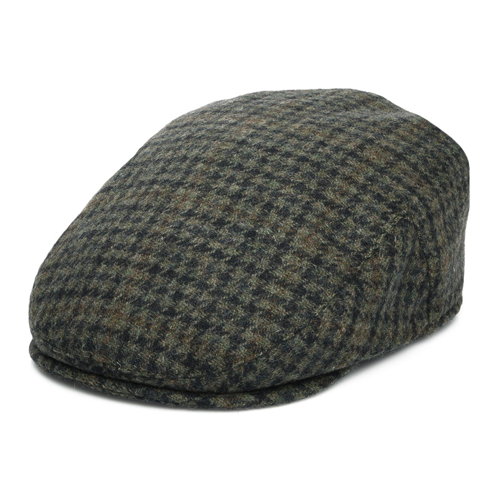 Gorra plana County de mezcla de lana pata de gallo de Failsworth - Verde Musgo-Azul Marino