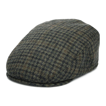 Gorra plana County de mezcla de lana pata de gallo de Failsworth - Verde Musgo-Azul Marino