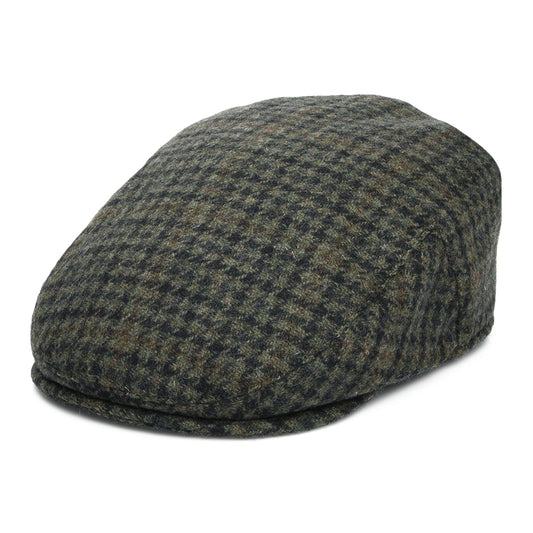 Gorra plana County de mezcla de lana pata de gallo de Failsworth - Verde Musgo-Azul Marino