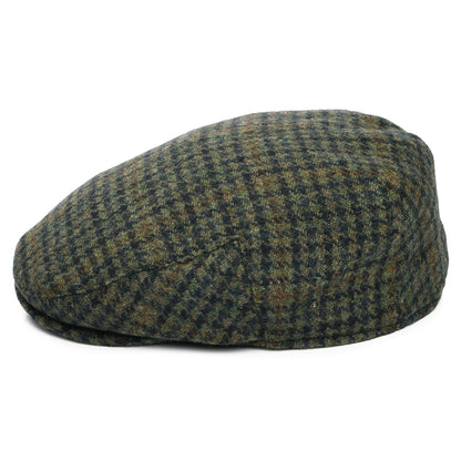 Gorra plana County de mezcla de lana pata de gallo de Failsworth - Verde Musgo-Azul Marino
