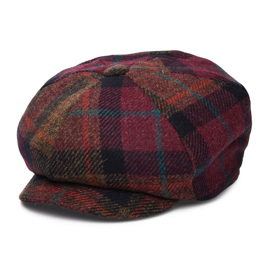 Gorra Newsboy redonda de lana británica Tela escocesa de Failsworth - Ciruela-Multi