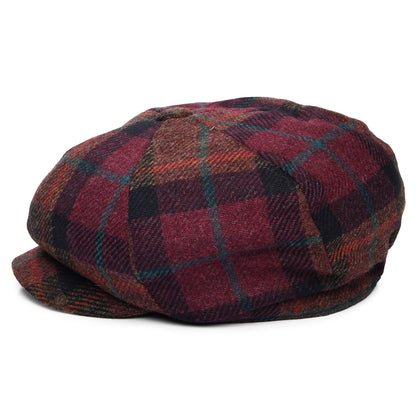Gorra Newsboy redonda de lana británica Tela escocesa de Failsworth - Ciruela-Multi