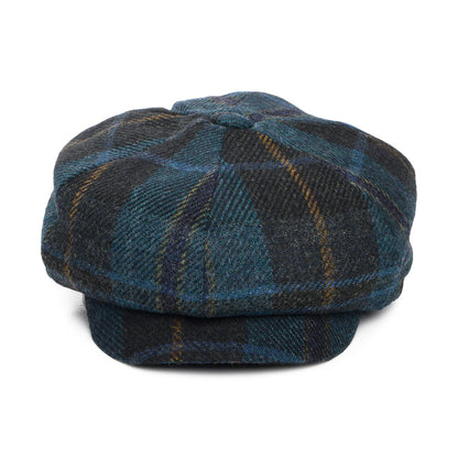 Gorra Newsboy redonda de lana británica Tela escocesa de Failsworth - Azul Turquesa-Multi