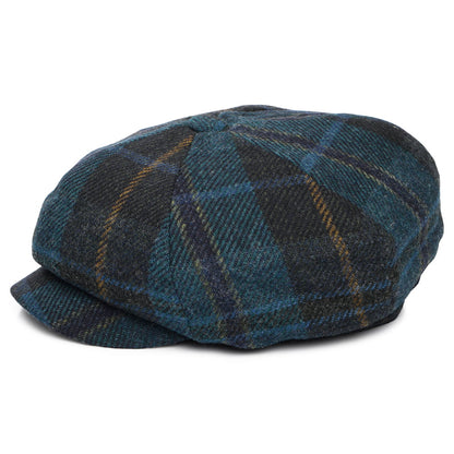 Gorra Newsboy redonda de lana británica Tela escocesa de Failsworth - Azul Turquesa-Multi