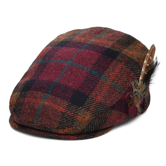 Gorra plana pluma de lana británica Tela escocesa para mujeres de Failsworth - Ciruela-Multi