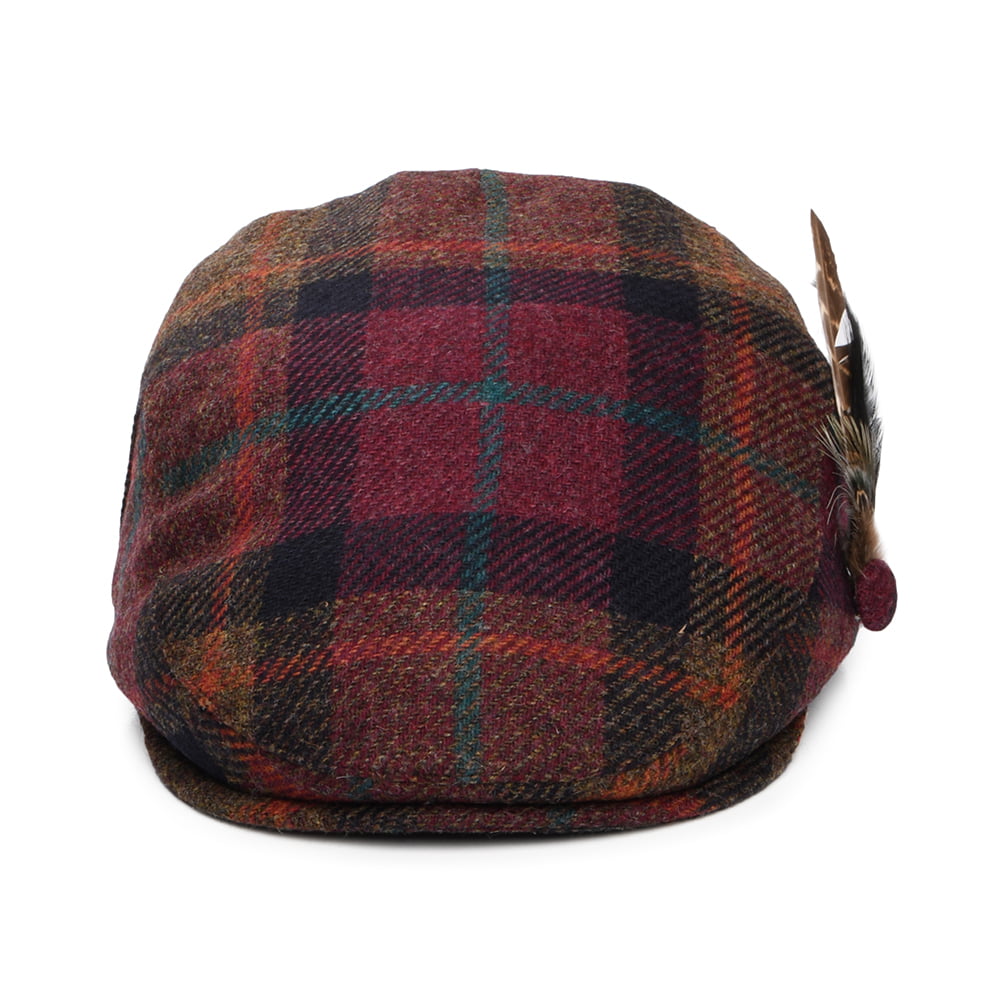 Gorra plana pluma de lana británica Tela escocesa para mujeres de Failsworth - Ciruela-Multi